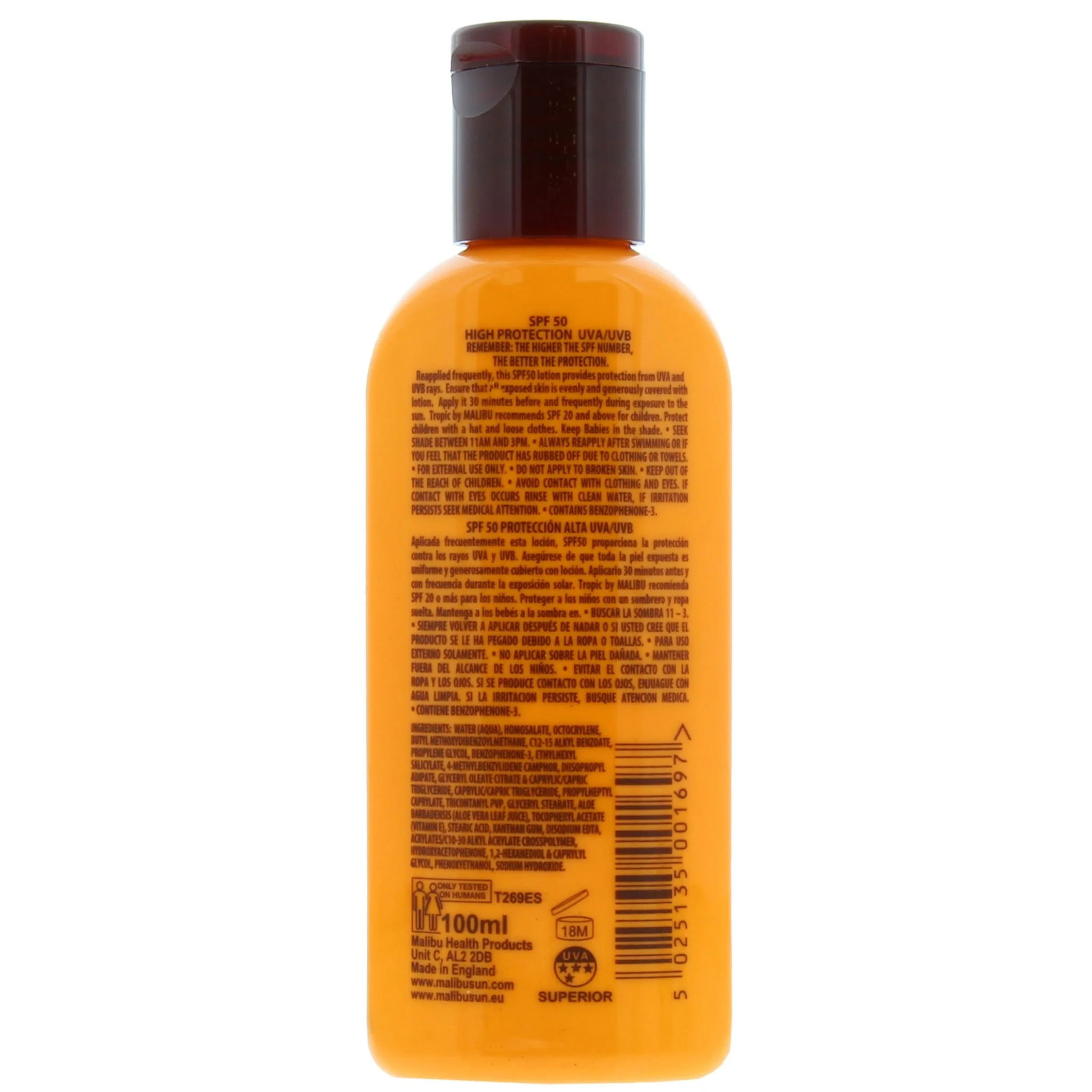 Tropic By Malibu High Protection Sunscreen Lotion SPF 50 - 100ml - Image 3