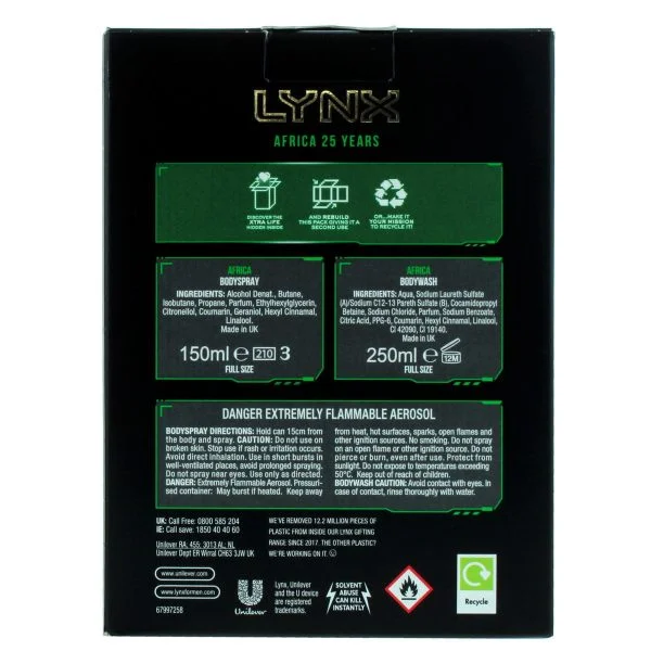 Lynx Africa 25 Years Duo Set 2pc (250ml Shower Gel & 150ml Body Spray) - Image 6