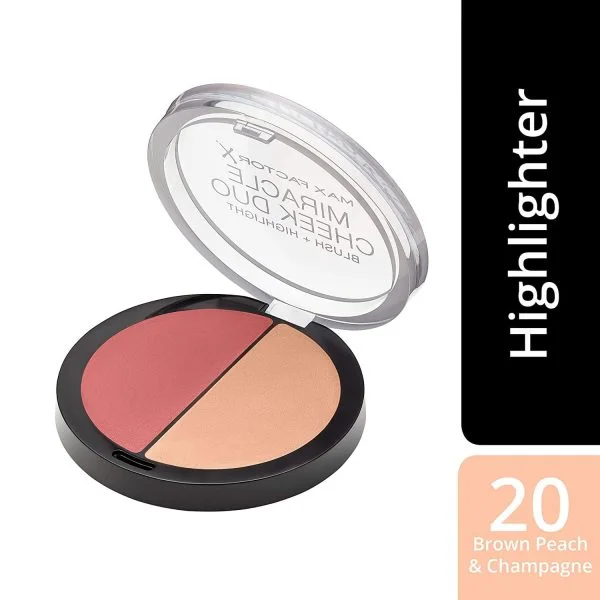 Max Factor Miracle Cheek Duo, Blush + Highlight - Brown Peach & Champagne 20 - Image 2