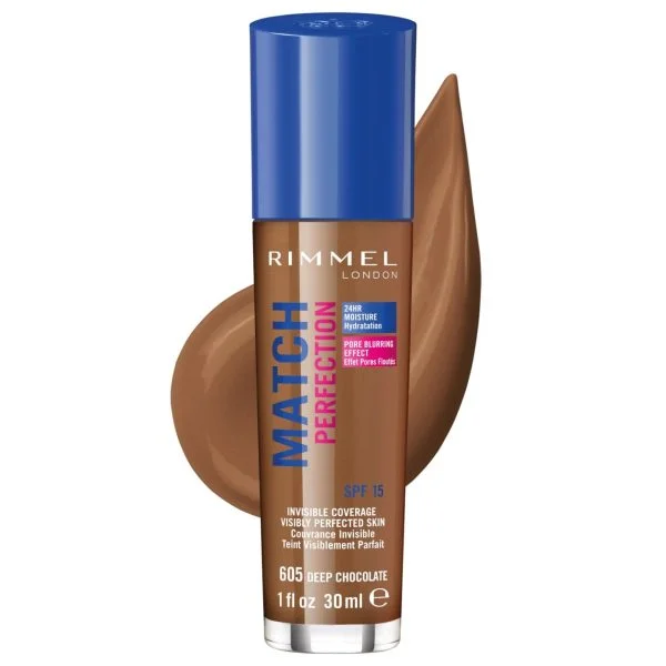 Rimmel Match Perfection Foundation - Deep Chocolate 605 - Neutral