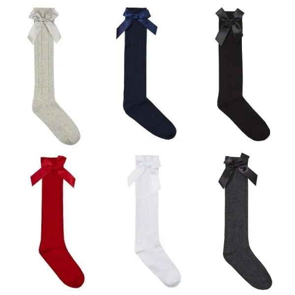 Cottonique Bow Cable Knee High Socks - Pack of 6 - Image 3
