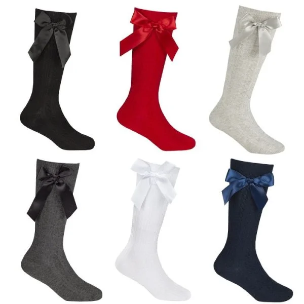 Cottonique Bow Cable Knee High Socks - Pack of 6