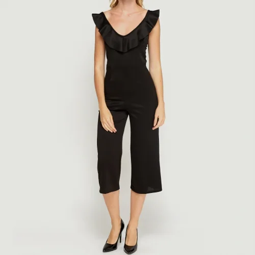 Bella Moda - Frilled Crop Wide Leg Jumpsuit - Image 6
