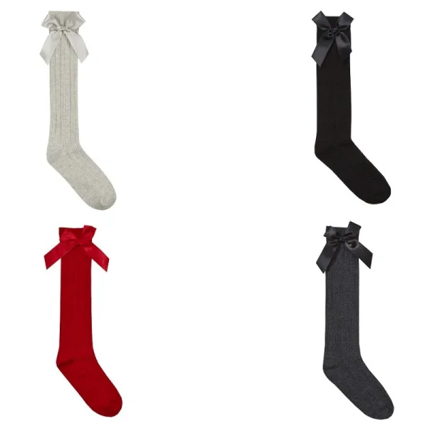 Cottonique Bow Cable Knee High Socks - Pack of 4 - Image 4